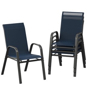 Space-Saving Stackable Patio Dining Chairs, Outdoor All-Weather High ...