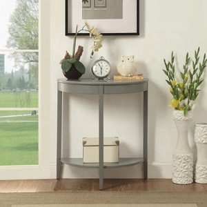 ORRD Half Moon Console Table, Sofa Table with Shelf for Entryway, Modern Farmhouse Gray Finish, Solid Pine Wood Legs - 1 of 4