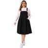 Women's Plus Size Corduroy Adjustable Strap Pleated Midi Casual Overall Pinafore Dress with Pockets - Agnes Orinda - 3 of 4