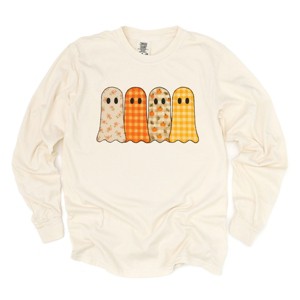Four Ghosts Checkered Quilted Printed - Womens Garment Dyed Long Sleeve - 1 of 3