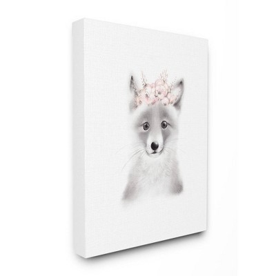 16"x1.5"x20" Sketched Fluffy Fox Flowers Stretched Canvas Wall Art - Stupell Industries