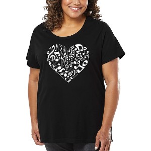 LA Pop Art Women's Word Art T-shirt - Heart Notes - 1 of 4