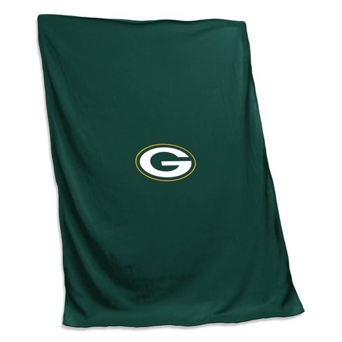 NFL Green Bay Packers Center Stripe Trim Sherpa Trim Blanket