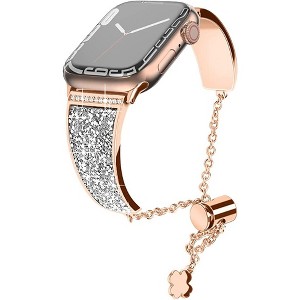 Worryfree Gadgets Metal Bling Band Compatible with Apple Watch Band Stainless Steel with Crystals for Women Girls iWatch Series 8 7 6 SE 5 4 3 2 1 - 1 of 4