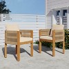 Gulches 2-Pack Acacia Wood Outdoor Dining Chairs - 400 lbs Capacity, Brown Rope Handles, Waterproof Washable Beige Cushions - 4 of 4