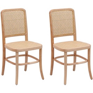 Nordlys Set of 2 Wood and Rattan Dining Chairs Exotic Boho Dining Room - 1 of 4