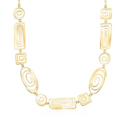Ross-Simons Italian 18kt Gold Over Sterling Spiral Openwork Necklace Size 18