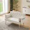 Velvet Loveseat Sofa with Tufted Back, Metal Legs and Contemporary Design - 3 of 4
