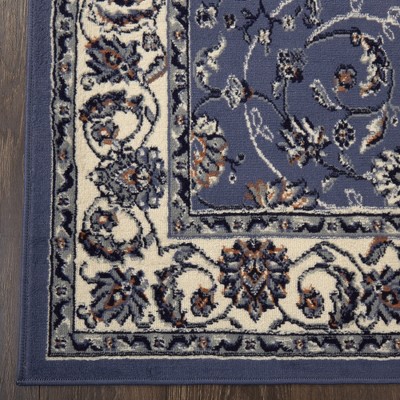Elegant Blue and Ivory Synthetic 3-Piece Area Rug Set