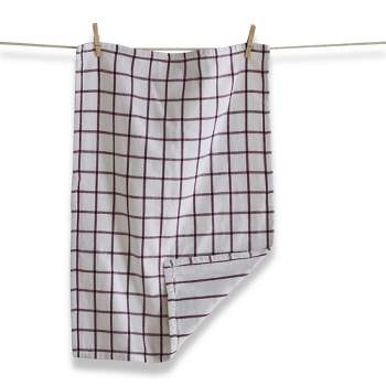 TAG Classic Reversible Double Cloth Plum Purple Windowpane Cotton Machine Washable Kitchen Dishtowel 26L x 18W in.