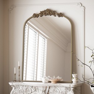 BEAUTYPEAK Vanity Wall Mirror Decorative Vintage Arched Bathroom Mirror Classic Designed Mirror - 1 of 4