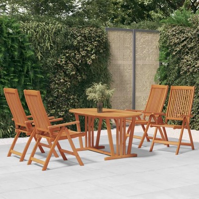 Garden Chair Set of 4 Solid Wood Eucalyptus Wood with Oil Finish vidaXL