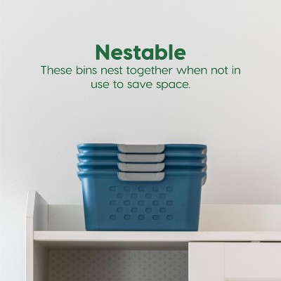 Navy Blue Small Plastic Storage Basket Set, 12-Pack