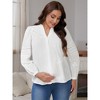INSPIRE CHIC Women's Maternity Button Down Shirts Long Sleeve Jacquard Cotton Prenancy Semi Sheer Blouse Work Office - 3 of 4
