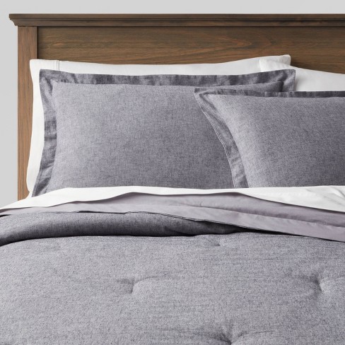 Twin/twin Extra Long Cotton Linen Chambray Comforter & Sham Set Navy -  Threshold™ : Target