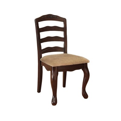 Set of 2 Cottage Side Chairs Dark Walnut - Benzara