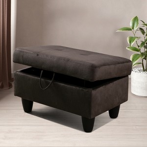AndMakers 28.5 in. W Flannel Polyester Blend Rectangle Ottoman with Storage - 1 of 4