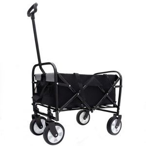 VisioGear Collapsible Foldable Wagon Cart with Strapping, Wagon Grocery Cart for Camping Shopping Sports, Black, 25.98"*17.32"*37.4" - 1 of 4