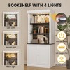 5-Tier Tall Adjustable Bookcase, Roman Column Bookshelf with Led Light - 3 of 4