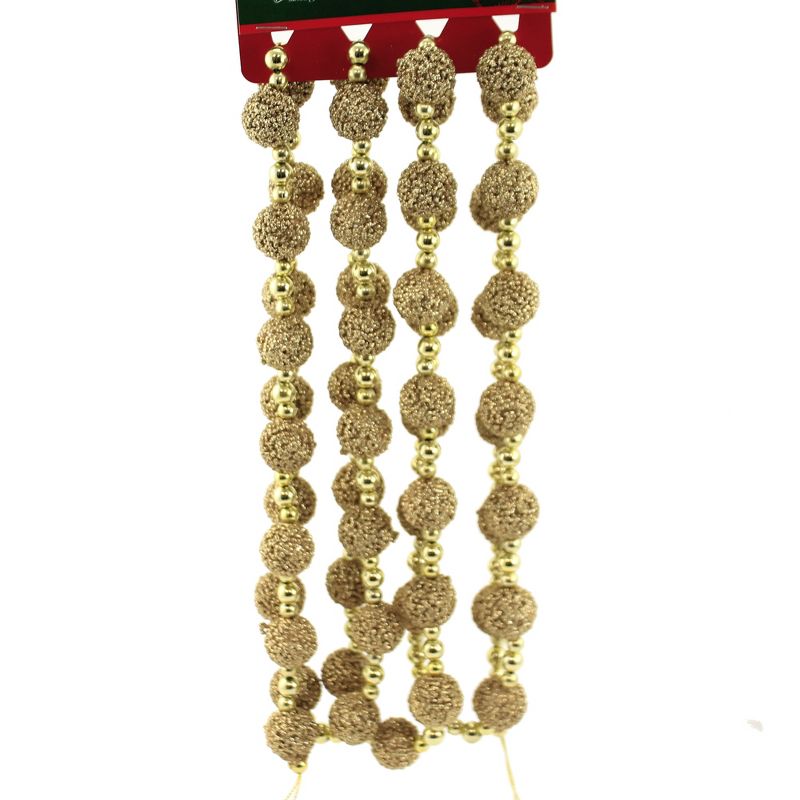 108.0 Inch Gold Glitter Ball Garland Beads Trim 9 Foot Tree Garlands, 3 of 4
