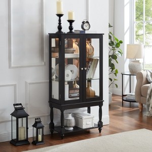48" Curio Display Cabinet, Display Cabinet with Adjustable Glass Shelves, Wooden Storage Cabinet for Kitchen Living Room Bedroom Office - 1 of 4