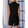 Coolmee Womens 2 Piece Outfits Casual Sleeveless Button Down Business Vest Shorts Sets Work Clothes Pockets - 4 of 4