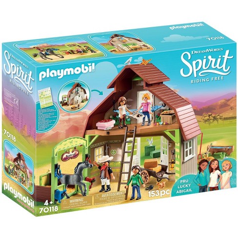 Playmobil Spirit Riding Free Barn With Lucky Pru And Abigail Set