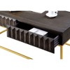 19" Side Table with Concealed Drawers, Textured Front Panels, and Gold Steel Legs for Contemporary Living Room - 3 of 4