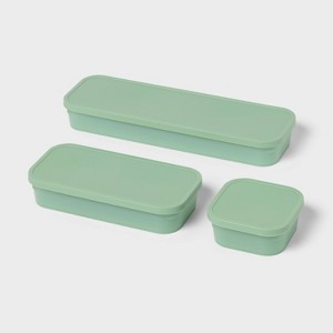 3pk Click in Place Shallow Insert Storage Containers 46oz/30oz