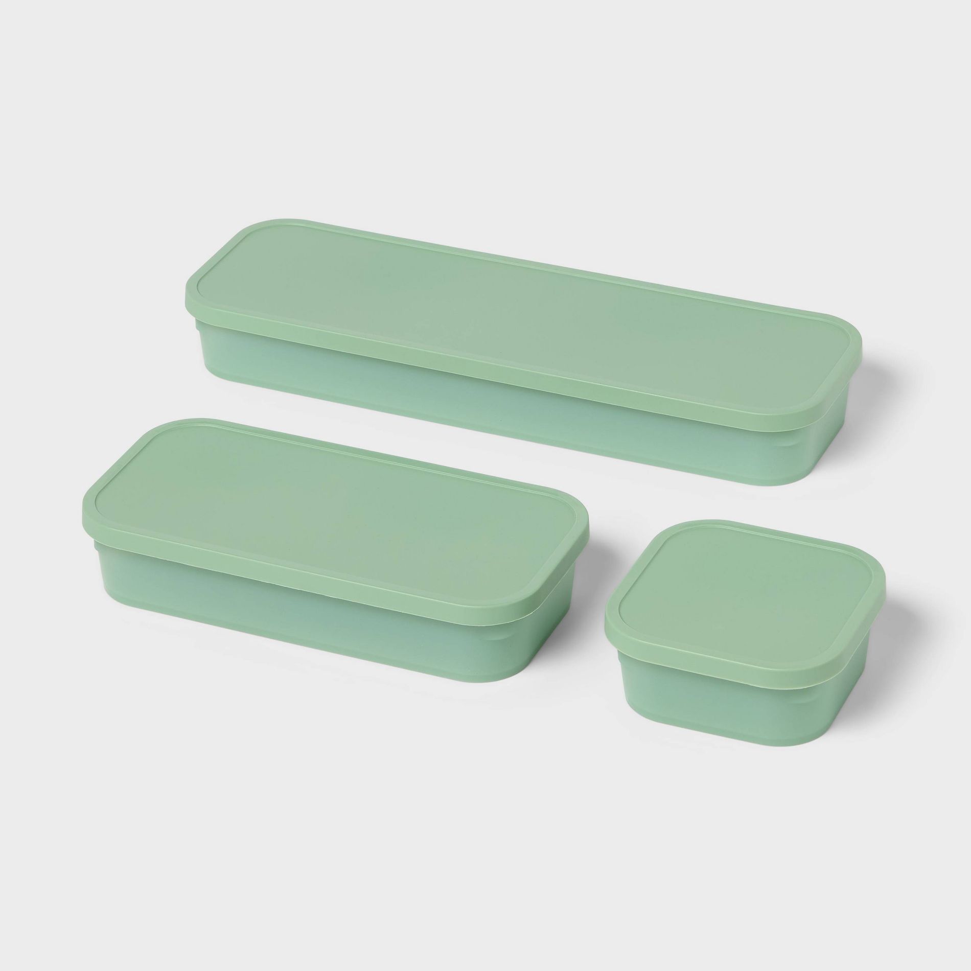 3pk Click in Place Shallow Insert Storage Containers 46oz/30oz/13oz Green - Brightroom™