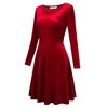 Clearlove Women's A-Line Velvet Dress Scoop Neck Slim Flowy Swing Solid Party Dress - 2 of 4