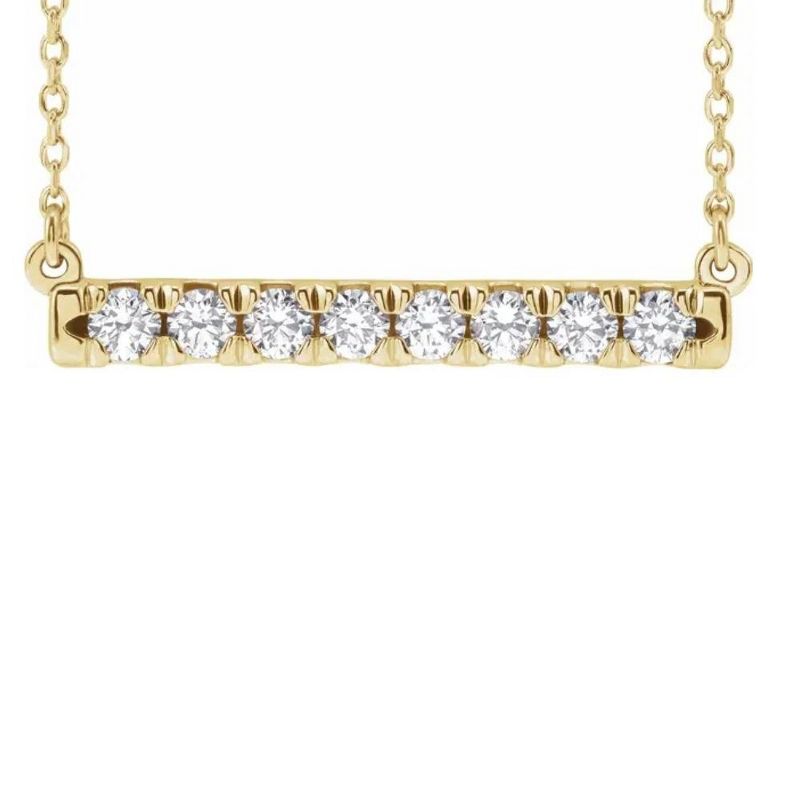 Pompeii3 1/2Ct Bar Diamond Pendant Necklace in 14k White or Yellow Gold Lab Created, 1 of 5