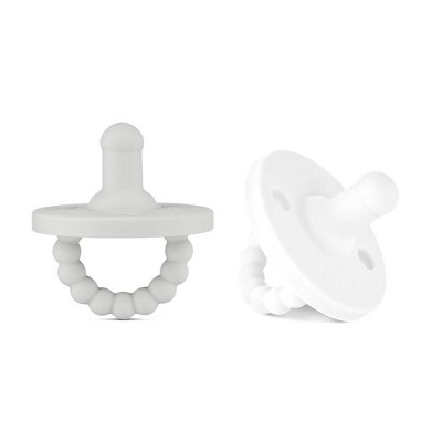 Ryan & Rose Neutral Round Pacifier - Gray and White - 2pk