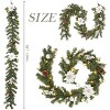 6Ft Christmas Garland, Pre-lit Artificial Garland with 20 LED, Pine Cones Berries Poinsettia, Garland for Mantle Fireplace Stairs Decoration - 3 of 4