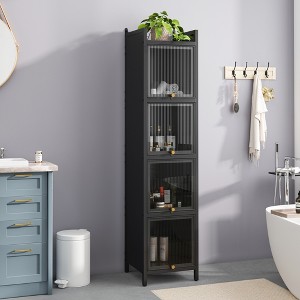 Lyngins 4-Tier Storage Cabinet with Glass Door,Bathroom Cabinet for Living Room,Bathroom - 1 of 4