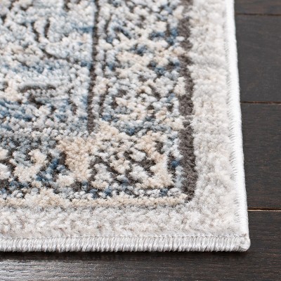 Oregon Light Blue and Ivory Synthetic Medallion Area Rug 6' x 9'