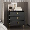 FUFU&GAGA Black Modern Nightstand Stylish Bedroom Storage Bedside Dresser with Golden Accents - 2 of 4