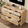 47.3'' Wide Wood Chest of Drawers with Natural Rattan Drawers, Wood Drawer Organizer with Sturdy Base for Living Room, Entryway and Hallway - 2 of 4