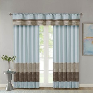 DSVIMOY Curtain Panels, Polyoni Pintuck Curtain Panel for Living Room, Bedroom, Blue Multi, 84"*50"*0.13" - 1 of 4