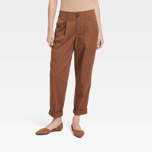 Women's High-rise Pleat Front Tapered Ankle Pants - A New Day™ Brown 10 :  Target