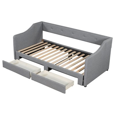 YOOCOZZ Twin XL to King Size Linen Upholstered Daybed with Two Storage Drawers