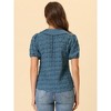 Allegra K Women's Floral Pleated Collar Puff Sleeves Button Down Shirt - 4 of 4