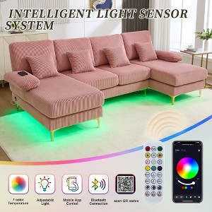 MOONMISS 104" Sectional Couches for Living Room Modular Sofa with Double Chaise U- Shaped Sofa Set with Corduroy Fabric for Living Room - 1 of 4