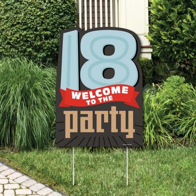 Big Dot of Happiness Boy 18th Birthday - Party Decorations - Eighteenth Birthday Party Welcome Yard Sign