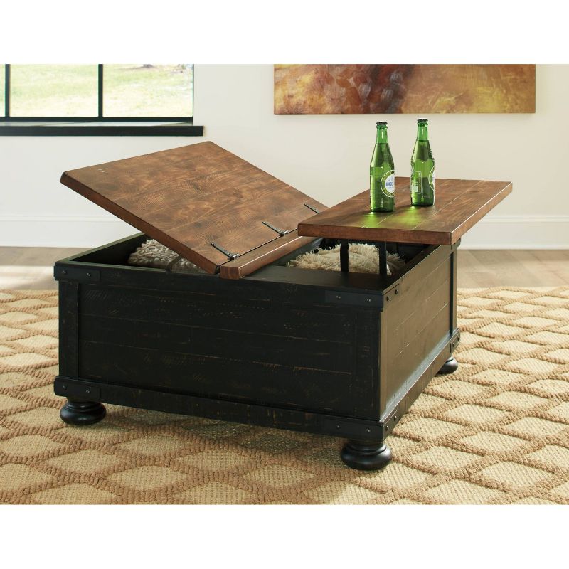 Valebeck Square Lift Top Cocktail Table Black/Brown - Signature Design by Ashley, 6 of 8