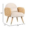 Dining Chairs Foam Upholstered Back Rest Seat Rattan Armrest Accent Rattan Chair With Metal Legs Mid Century Armchair - 2 of 4
