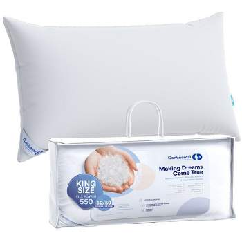 Continental Bedding 50% White Goose Down and 50% White Goose Feather Blend - Pillow - Pack of 1