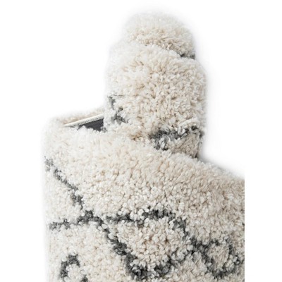 Ivory Geometric Shag Square Indoor Area Rug