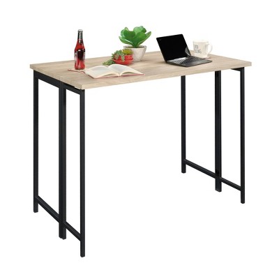 Charter Oak & Black Metal Counter Height Extendable Dining Table