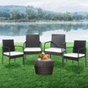 Tangkula 4 PCS Patio Wicker Rattan Dining Chairs Outdoor Arm Cushioned Seats Armrest Garden - 4 of 4